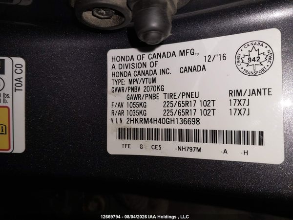 2016 HONDA CR-V SE