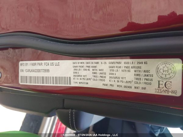 2025 JEEP GRAND CHEROKEE L LAREDO/L ALTITUDE