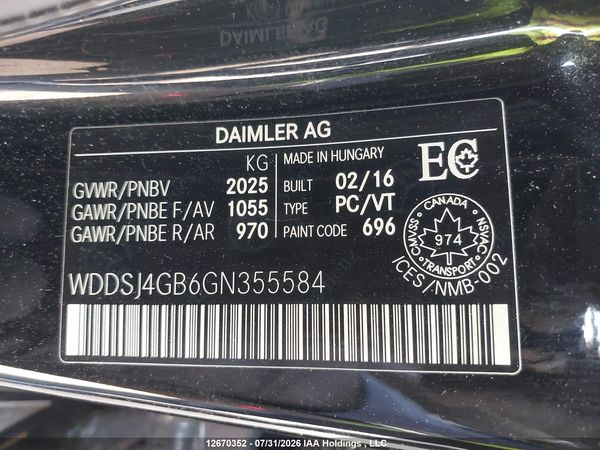 2016 MERCEDES-BENZ CLA 250 4MATIC