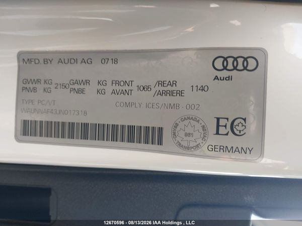 2018 AUDI A4 PREMIUM — I9