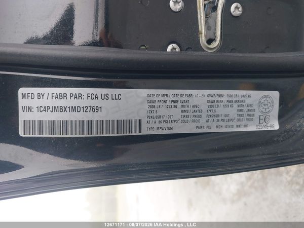 2021 JEEP CHEROKEE TRAILHAWK — I9