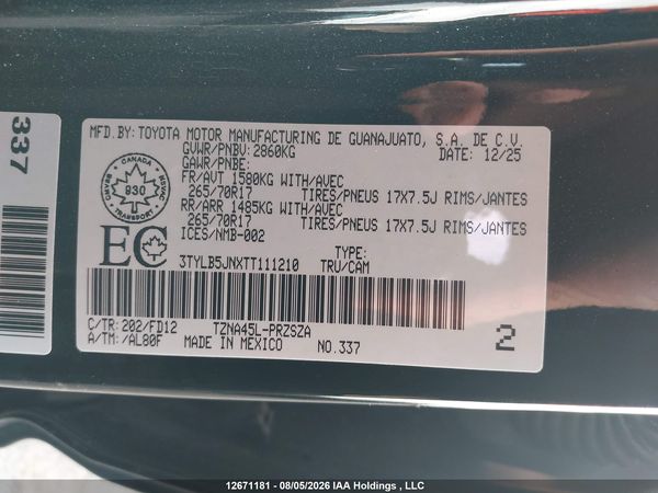 2026 TOYOTA TACOMA 4X4  8A