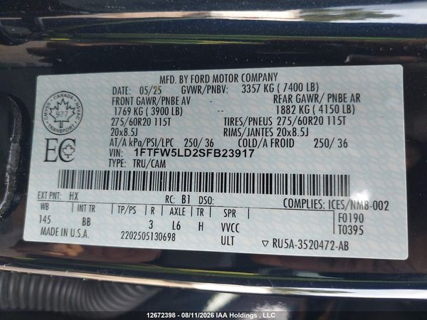 2025 FORD F-150 Lariat — I9