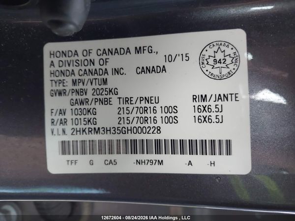 2016 HONDA CR-V LX