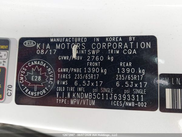 2018 KIA SEDONA LX