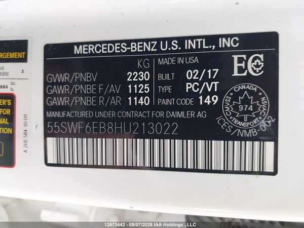 2017 MERCEDES-BENZ AMG C 43 4MATIC