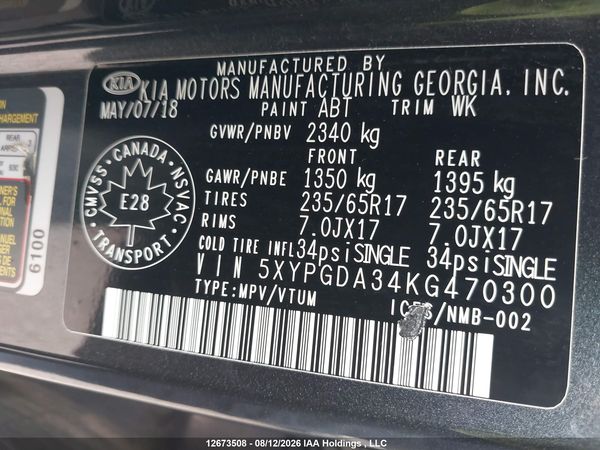 2019 KIA SORENTO 2.4L LX