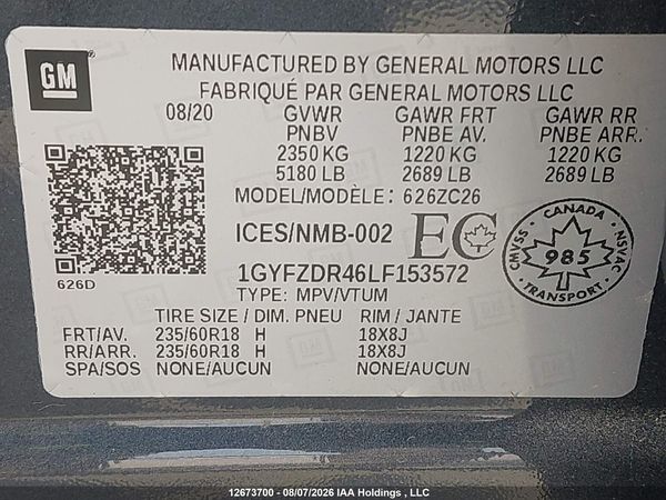 2020 CADILLAC XT4 PREMIUM LUXURY