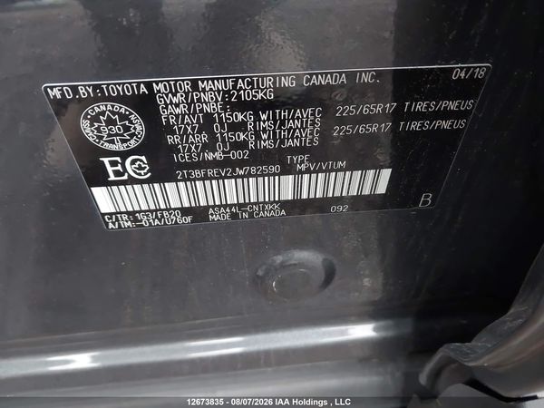 2018 TOYOTA RAV4 LE