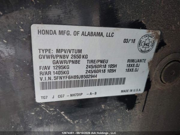 2018 HONDA PILOT EX-L RES