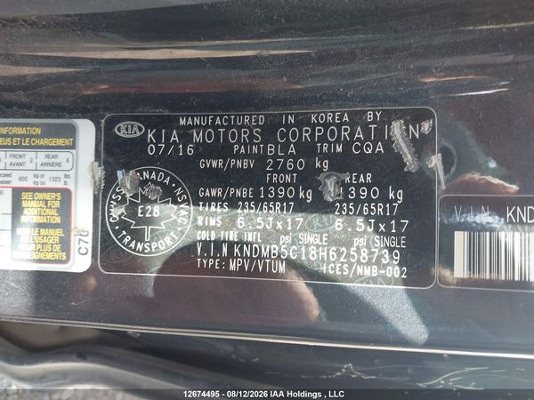 2017 KIA SEDONA LX
