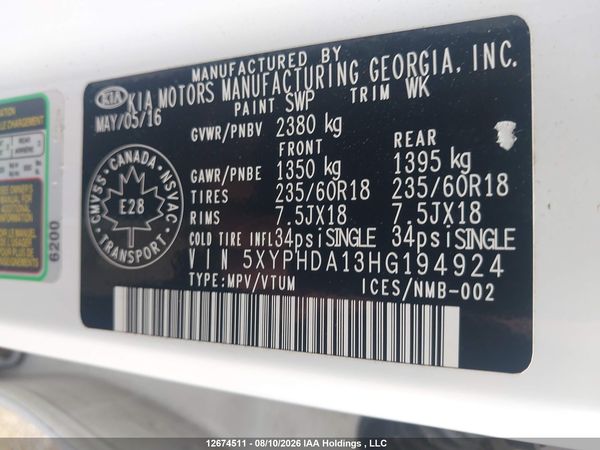 2017 KIA SORENTO 2.0L EX/2.0L LX TURBO
