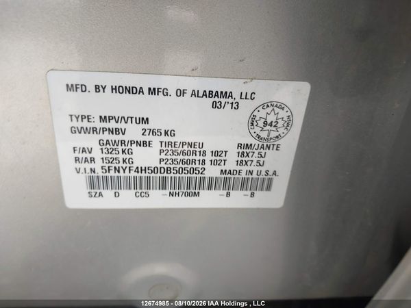 2013 HONDA PILOT EXL