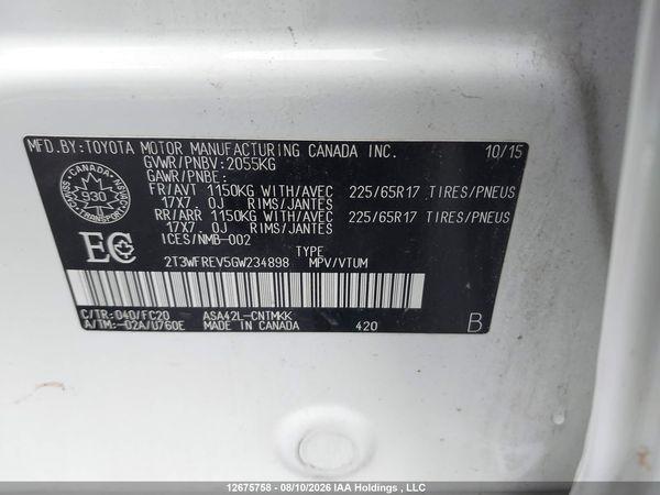 2016 TOYOTA RAV4 XLE