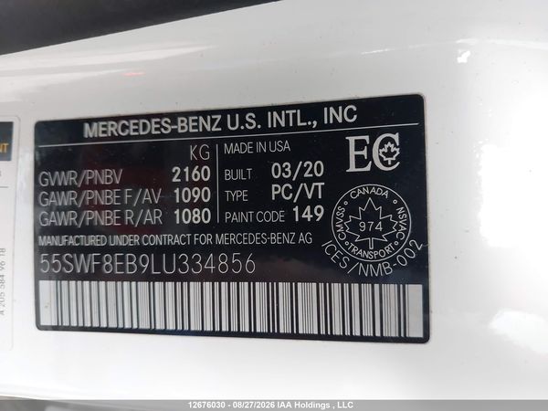 2020 MERCEDES-BENZ C 300 4MATIC — I9