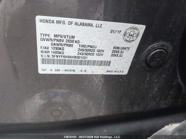 2017 HONDA PILOT TOURING