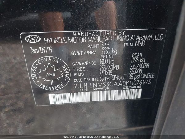 2019 HYUNDAI SANTA FE LUXURY