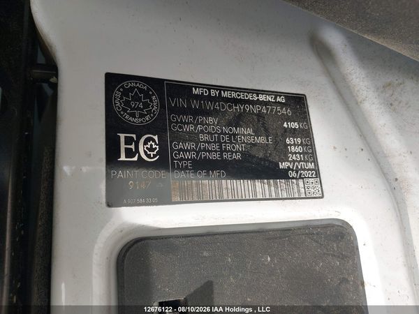 2022 MERCEDES-BENZ SPRINTER 2500 907 (VS30)