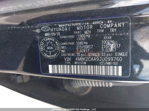 2018 HYUNDAI KONA 2.0L PREFERRED