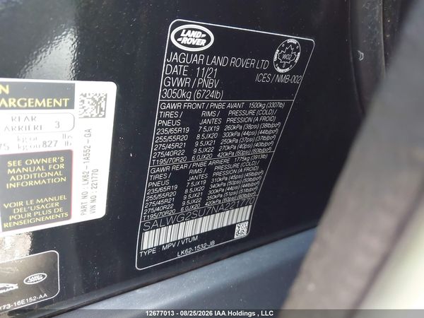 2022 LAND ROVER RANGE ROVER SPORT SE