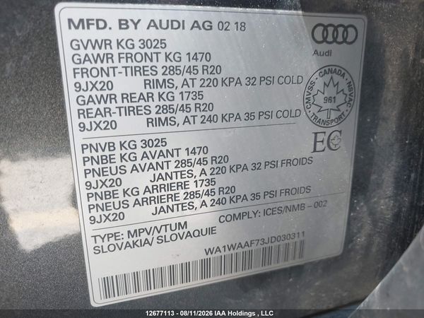 2018 AUDI Q7 3.0T TECHNIK