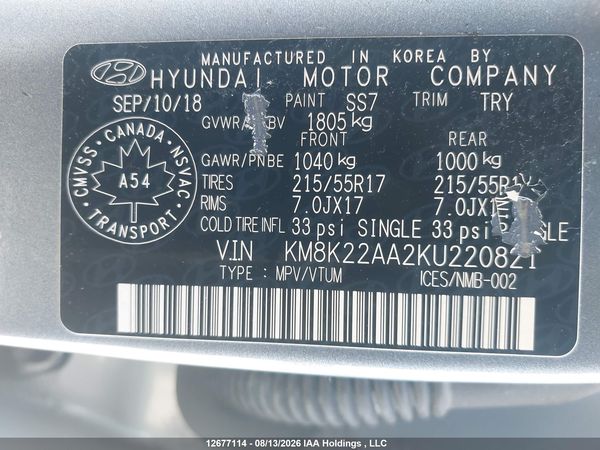 2019 HYUNDAI KONA 2.0L PREFERRED
