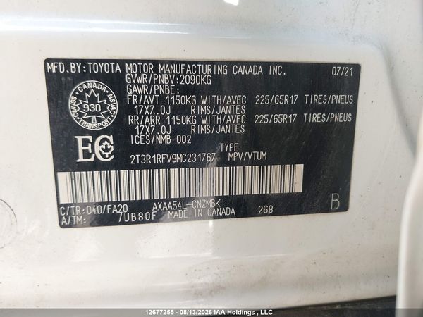2021 TOYOTA RAV4 XLE HV