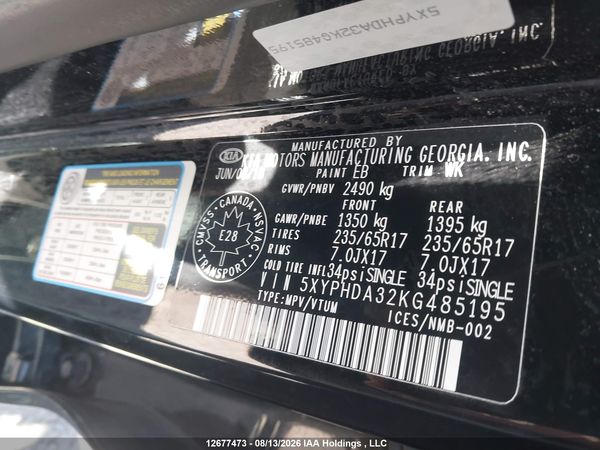 2019 KIA SORENTO 2.4L EX