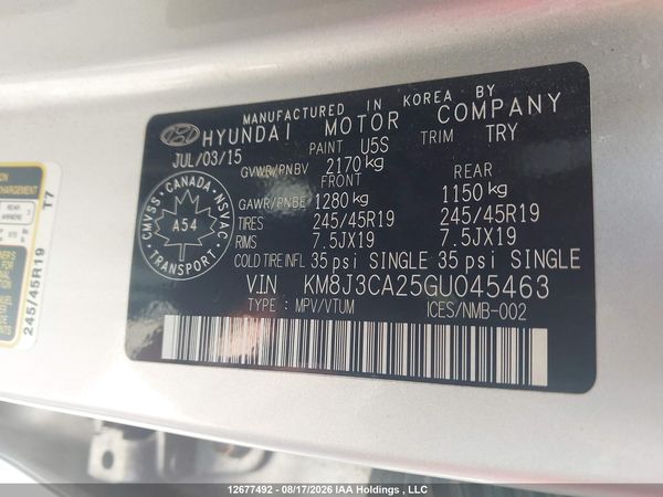 2016 HYUNDAI TUCSON LIMITED