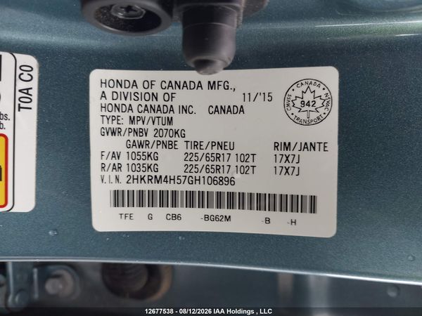 2016 HONDA CR-V EX — I9