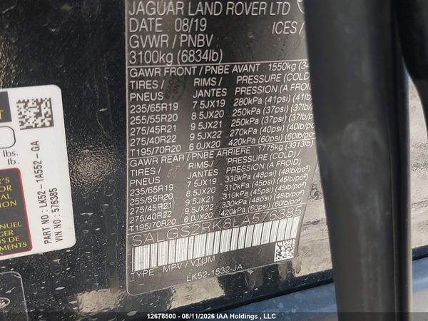 2020 LAND ROVER RANGE ROVER HSE — I18