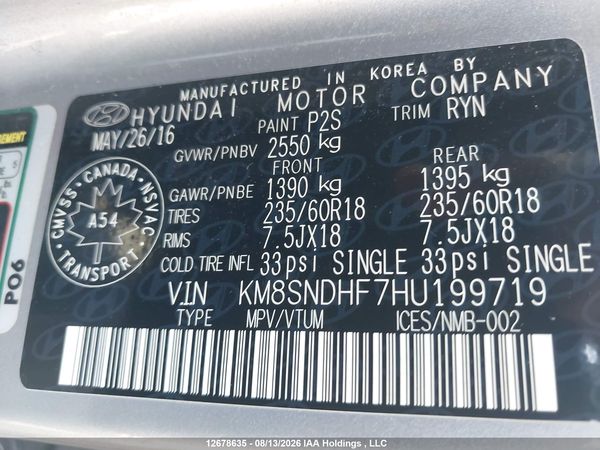 2017 HYUNDAI SANTA FE SE/LIMITED