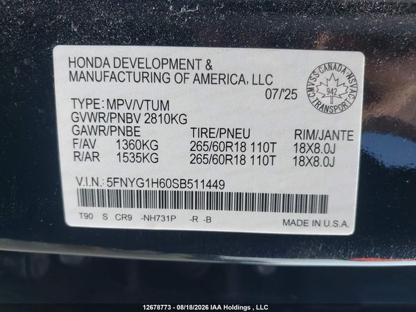 2025 HONDA PILOT TRAILSPORT — I9