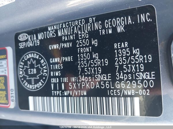 2020 KIA SORENTO 3.3L SX