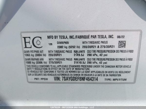 2022 TESLA MODEL Y — I17