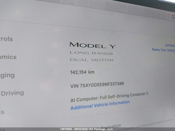 2022 TESLA MODEL Y LONG RANGE — I16