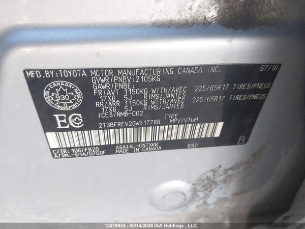 2016 TOYOTA RAV4 LE