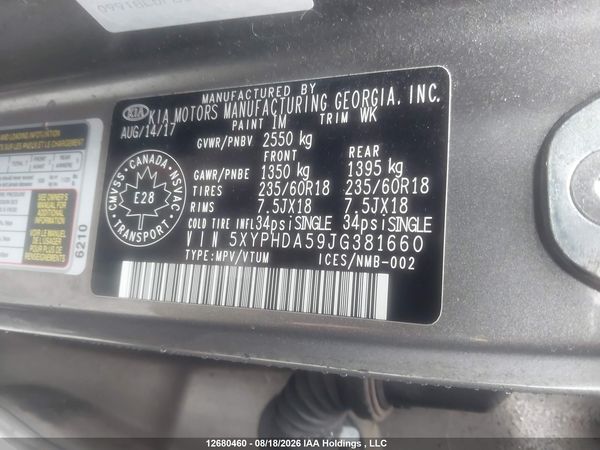 2018 KIA SORENTO 3.3L EX/3.3L EX+