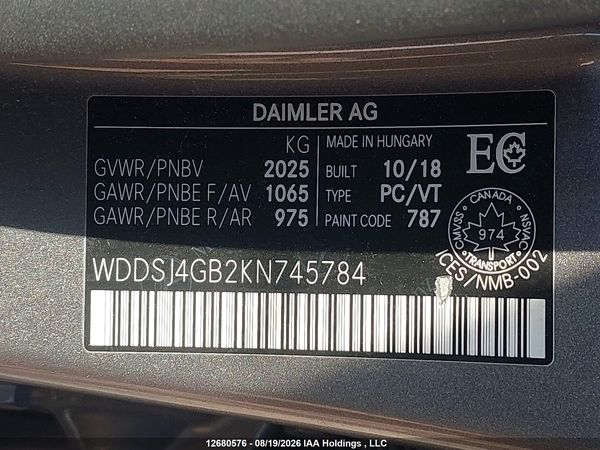 2019 MERCEDES-BENZ CLA 250 4MATIC
