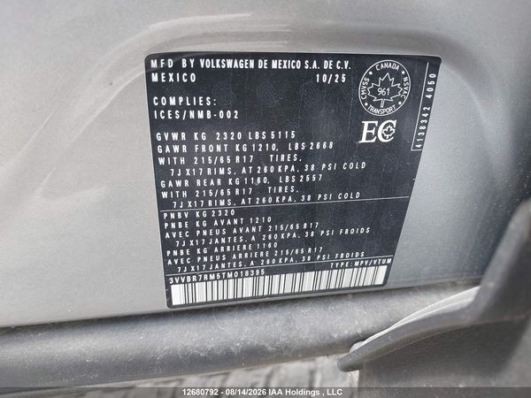 2026 VOLKSWAGEN TIGUAN S — I18