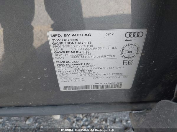 2018 AUDI Q3 2.0T KOMFORT — I9