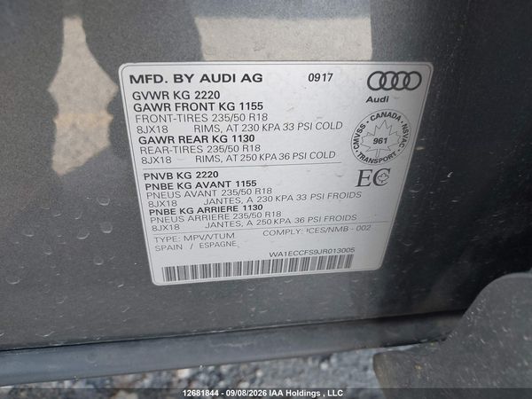 2018 AUDI Q3 2.0T KOMFORT — I18