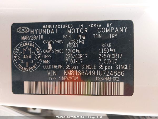 2018 HYUNDAI TUCSON LIMITED/SPORT AND ECO/SE