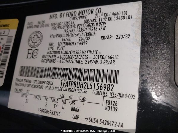 2020 FORD MUSTANG I4 Convertible — I9