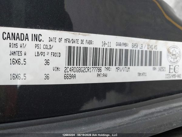 2012 DODGE GRAND CARAVAN SE