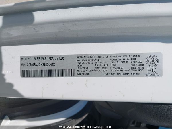 2025 RAM PROMASTER 3500 3500 HIGH
