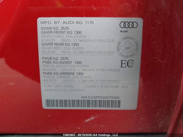 2016 AUDI SQ5 3.0T TECHNIK