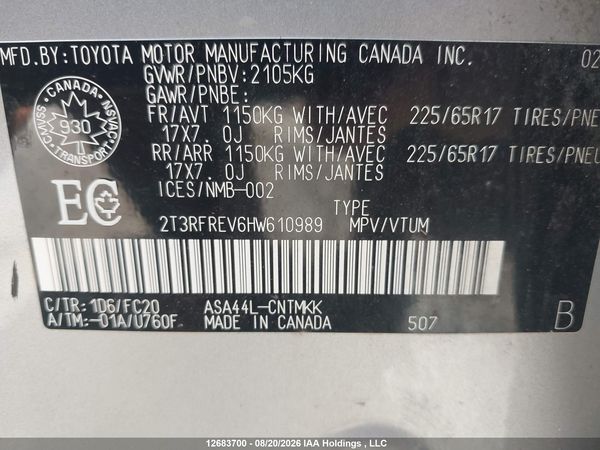 2017 TOYOTA RAV4 XLE — I21