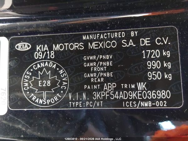 2019 KIA FORTE