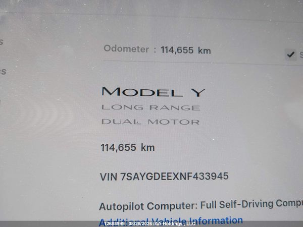 2022 TESLA MODEL Y LONG RANGE